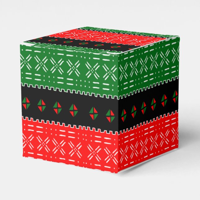 Ballotins Afro Pop Rouge Noir et Vert Mudcloth Moderne (Verso)