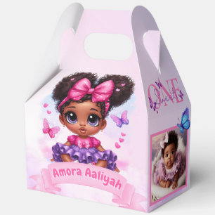 Ballotins Afro Puff Baby Girl Butterfly Photo 1er anniversai