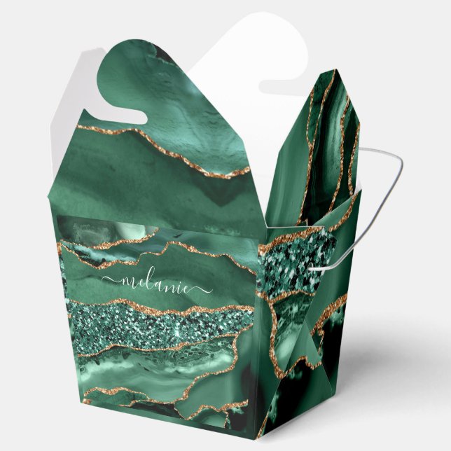 Ballotins Agate Green Gold Emerald Nom personnalisé Ballotin (Ouvert)