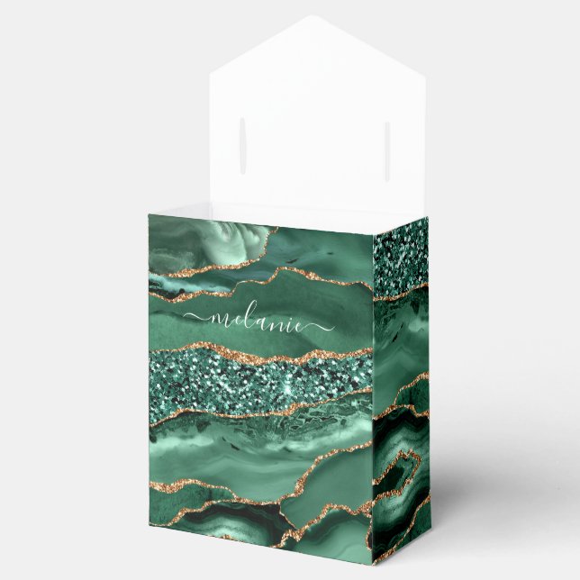 Ballotins Agate Green Gold Parties scintillant Geode Marbre  (Ouvert)