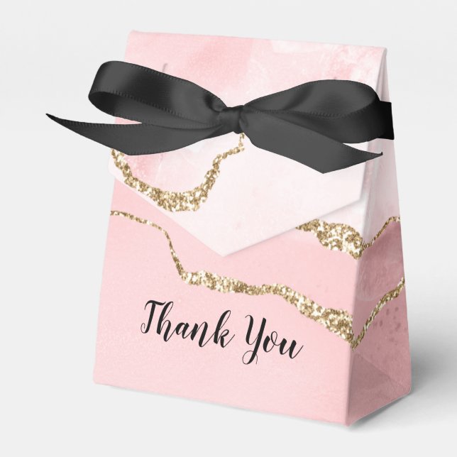 Ballotins Agate rose vierge avec ruban or Élégant (Verso)