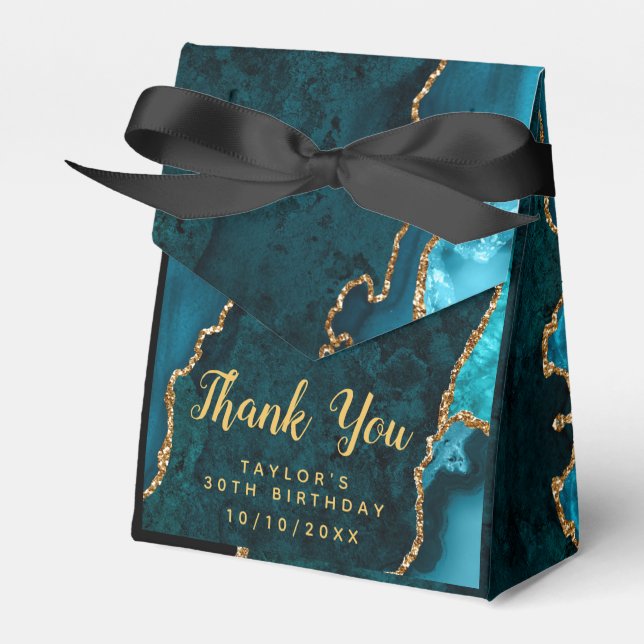 Ballotins Agate turquoise et or Anniversaire Merci (Verso)