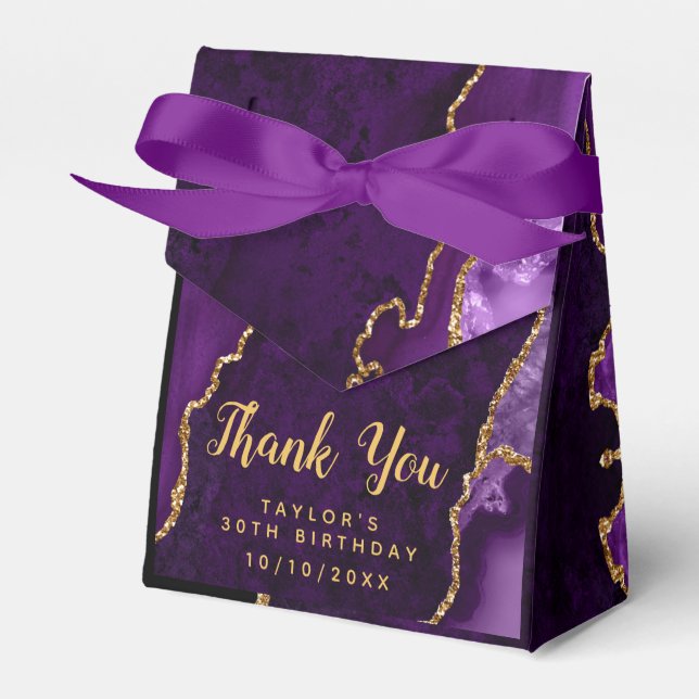 Ballotins Agate violet et or Anniversaire Merci (Verso)
