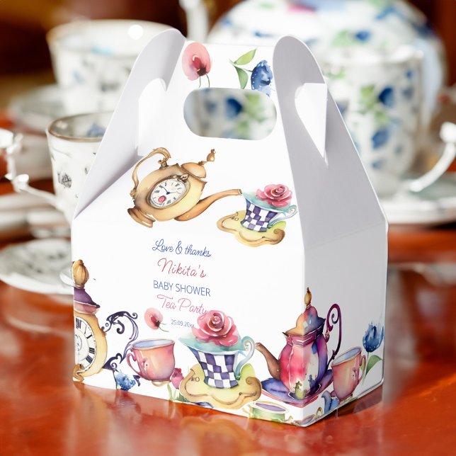 Ballotins Alice au pays des merveilles baby shower thé fête (Alice in wonderland baby shower tea party favors personalized favor box elegant vintage tea party)
