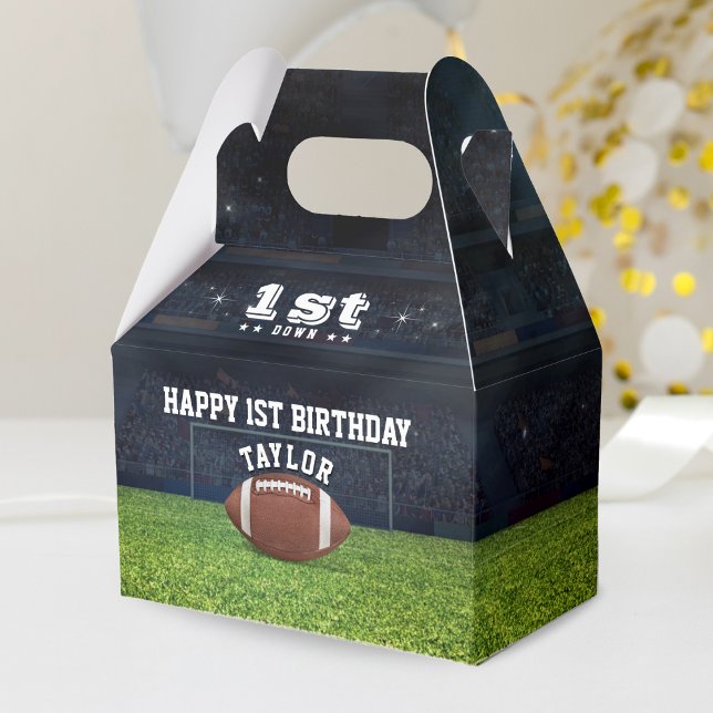Ballotins American Football Field Joyeux 1er Anniversaire (American Football Field Happy 1st Birthday Party Favor Box)