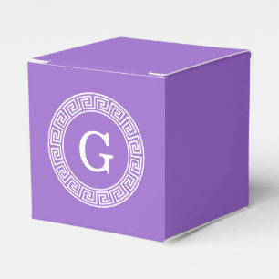 Ballotins Améthyste Wht Cadre Rnd Clé Grecque Monogramme Ini