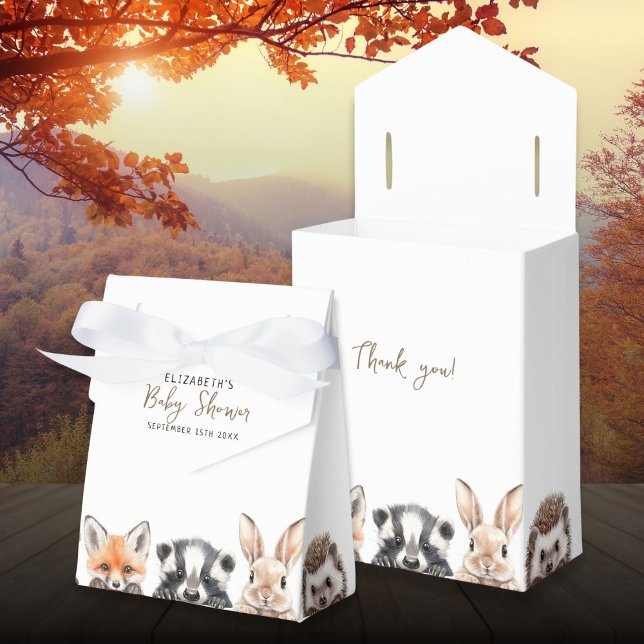 Ballotins Amis mignons de la forêt Animaux de la forêt Baby  (Cute Forest Friends Woodland Animals Baby Shower Favor Boxes)