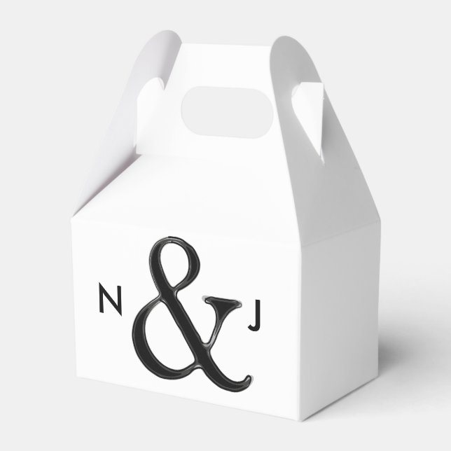 Ballotins Ampersand noir & blanc Chic Custom Wedding Favoris (Verso)