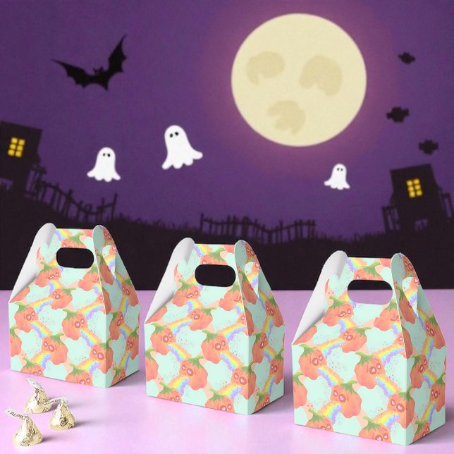 Ballotins Amusement Citrouille Arc-en-ciel, Fête Faveur (Rainbow Pumpkin favor boxes quirky, colorful, and fun for parties, Halloween, and unique celebration)
