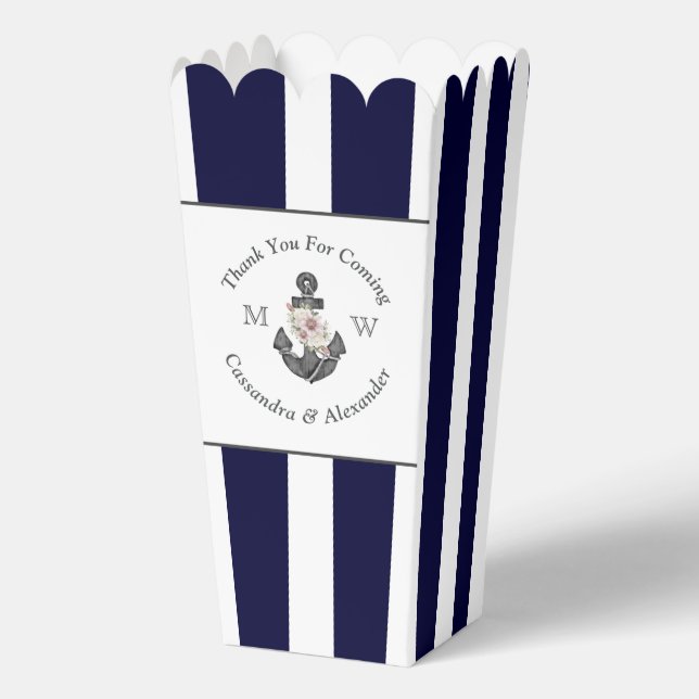 Ballotins Ancre florale à thème nautique Bleu marine (Recto)