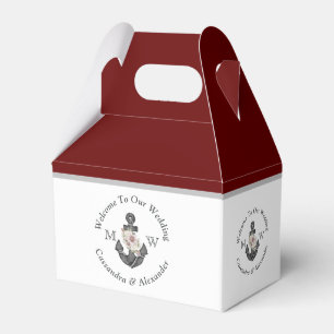 Ballotins Ancre florale à thème nautique Maroon rouge Bourgo