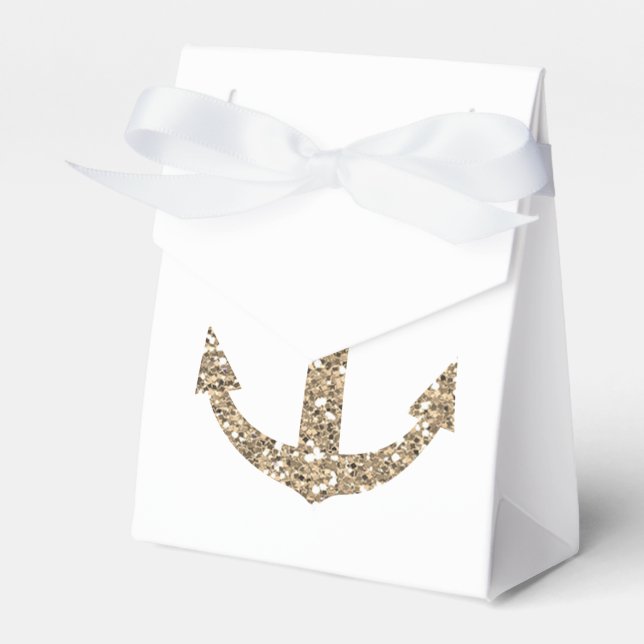 Ballotins Ancre Nautiale Gold Gliter Mariage Favor Boxes (Verso)