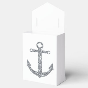Ballotins Ancre Nautiale Silver Gliter Mariage Faveur Boxes