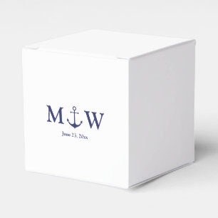 Ballotins Ancre nautique de mariage bleu marine monogramme i