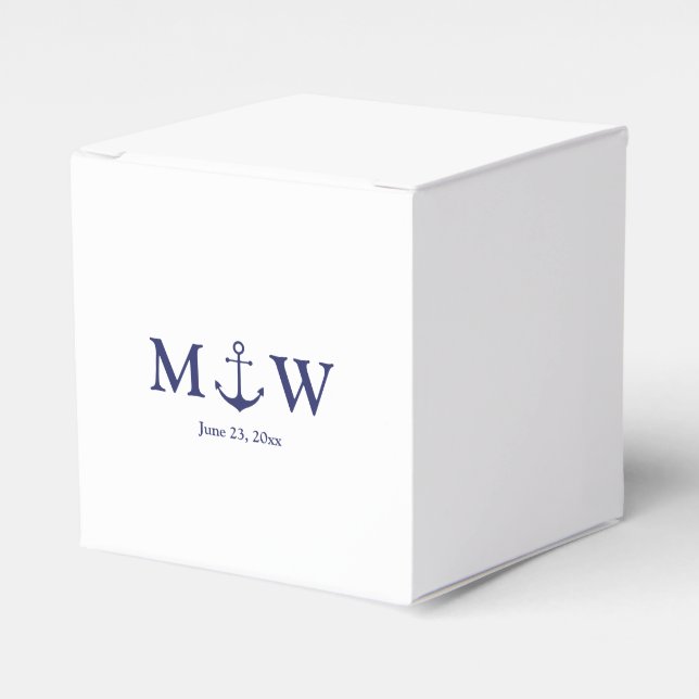 Ballotins Ancre nautique de mariage bleu marine monogramme i (Verso)