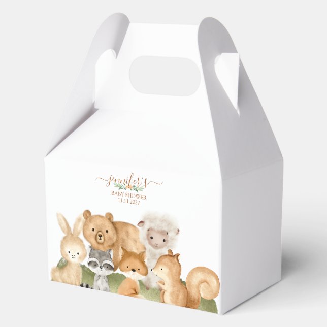 Ballotins Animaux de la forêt boho Baby Shower Floral Script (Recto)