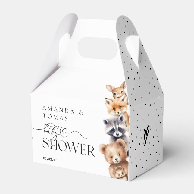 Ballotins Animaux des bois Baby shower moderne (Verso)