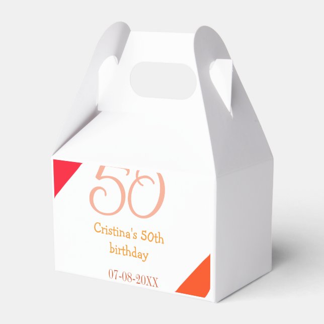 Ballotins anniversaire 50 ans orange rouge ajouter nom date  (Verso)