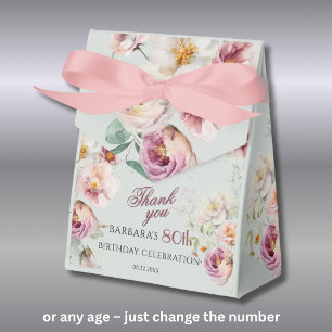 Ballotins Anniversaire 80 ans Fleurs peintes élégantes rose