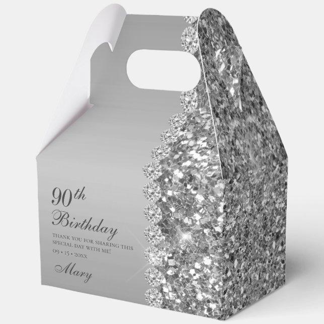 Ballotins Anniversaire 90 ans argent élégant (Recto)