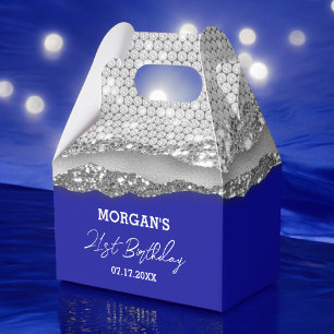 Ballotins Anniversaire Argent Royal Bleu Parties scintillant