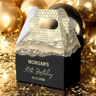 Ballotins Anniversaire Black Gold Parties scintillant Nom Me