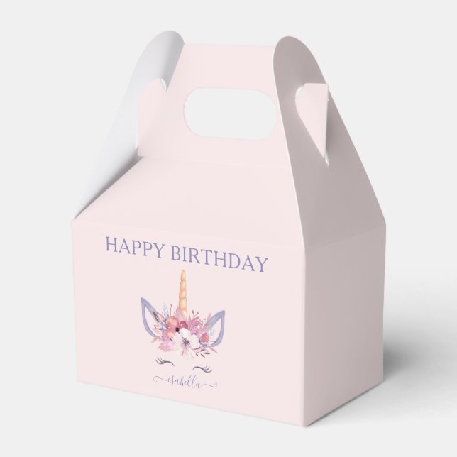 Ballotins Anniversaire de l'aquarelle florale de licorne (Verso)