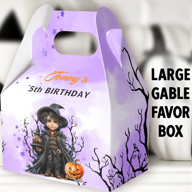 Ballotins Anniversaire d'Halloween mignon Petit Assistant Gr (Little Wizard Large Gable Favor Boxes - You can choose from 3 sizes of these gable favor boxes)