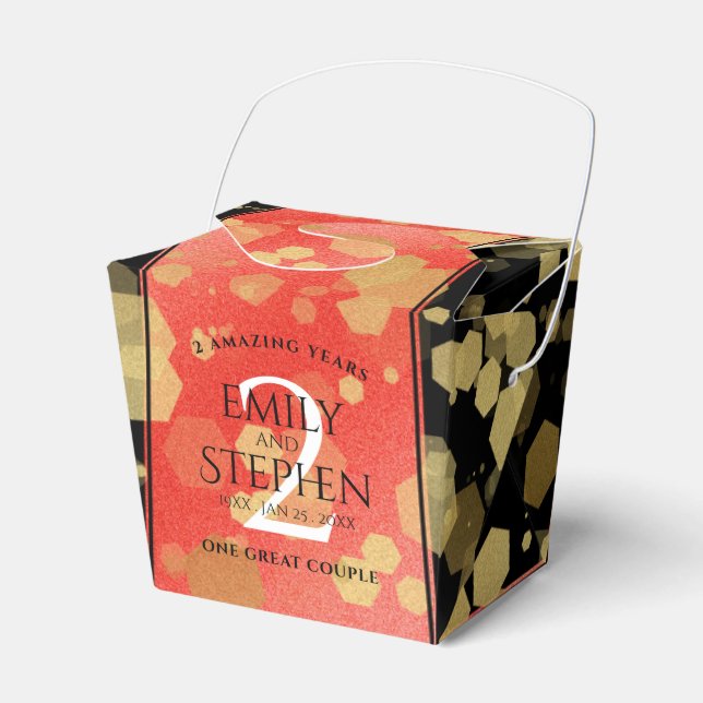 Ballotins Anniversaire élégant du 2ème Mariage Garnet (Verso)