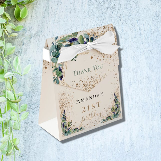 Ballotins Anniversaire eucalyptus or parties scintillant mer (Créateur téléchargé)