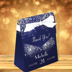 Ballotins Anniversaire marine bleu argent parties scintillan