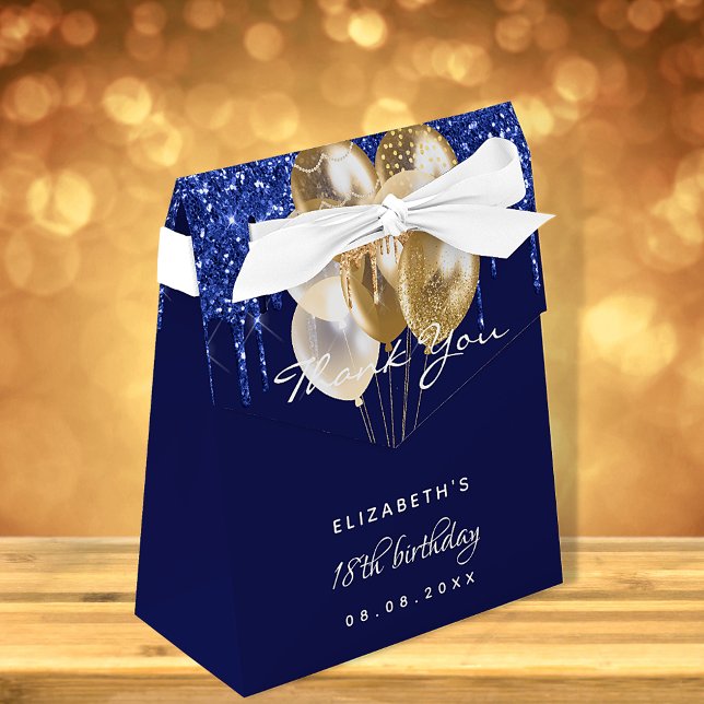Ballotins Anniversaire marine bleu or ballons merci (Créateur téléchargé)