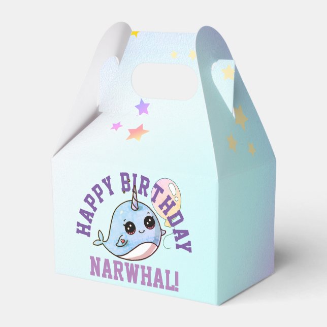 Ballotins Anniversaire Narwhal Personnalisé avec ballon (Arrière)
