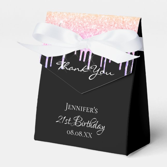 Ballotins Anniversaire parties scintillant arc-en-ciel noir  (Verso)