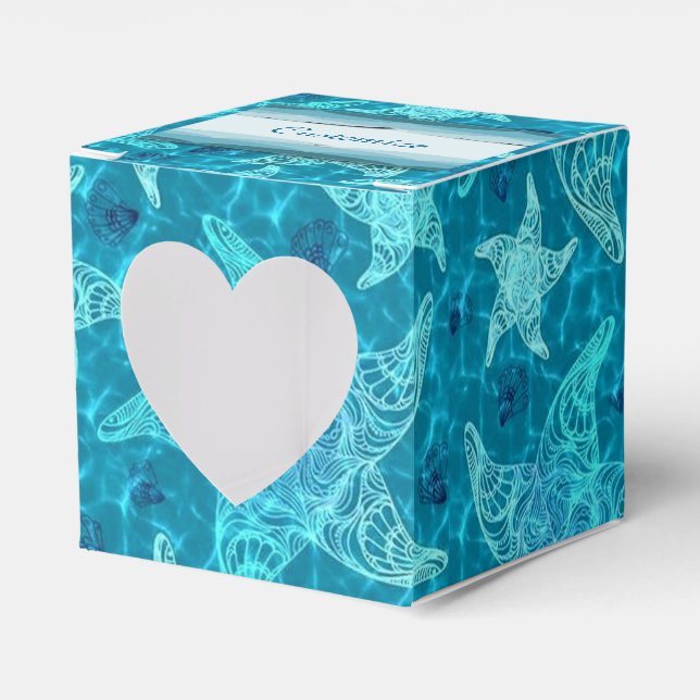 Ballotins Aqua Blue Starfish Motif Ballotin de coeur (Verso)