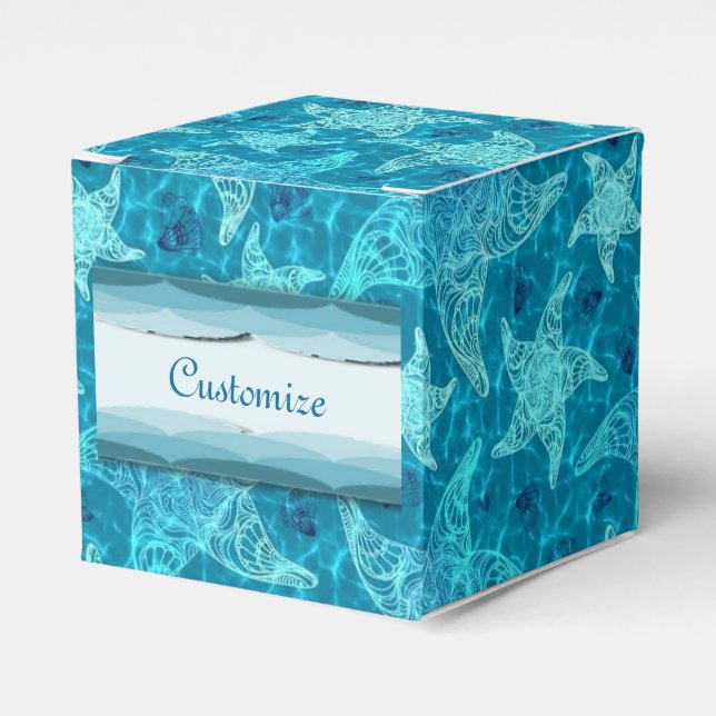 Ballotins Aqua Blue Starfish Motif Cube Ballotin (Verso)