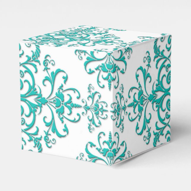 Ballotins Aqua turquoise et Damas florale blanc (Verso)