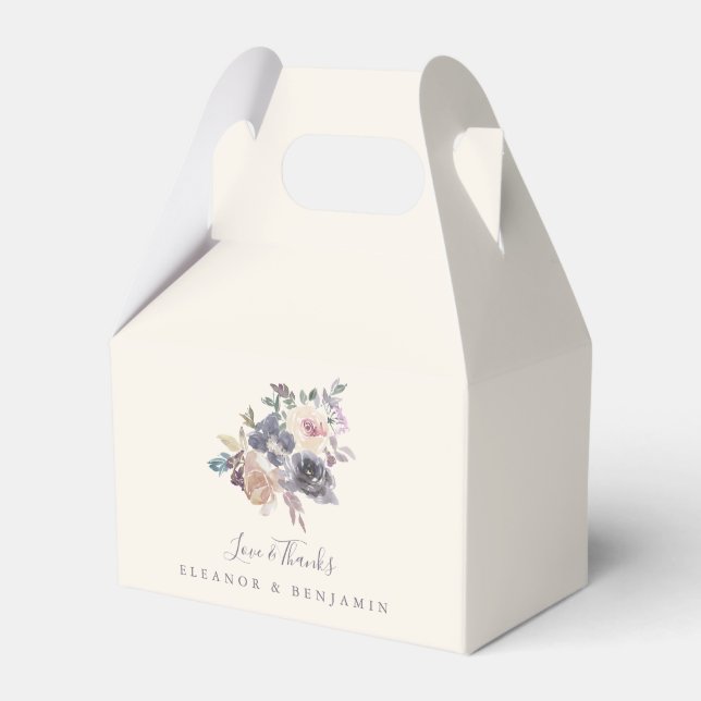 Ballotins Aquarelle à fleurs pourpres Dusty Mariage personna (Verso)