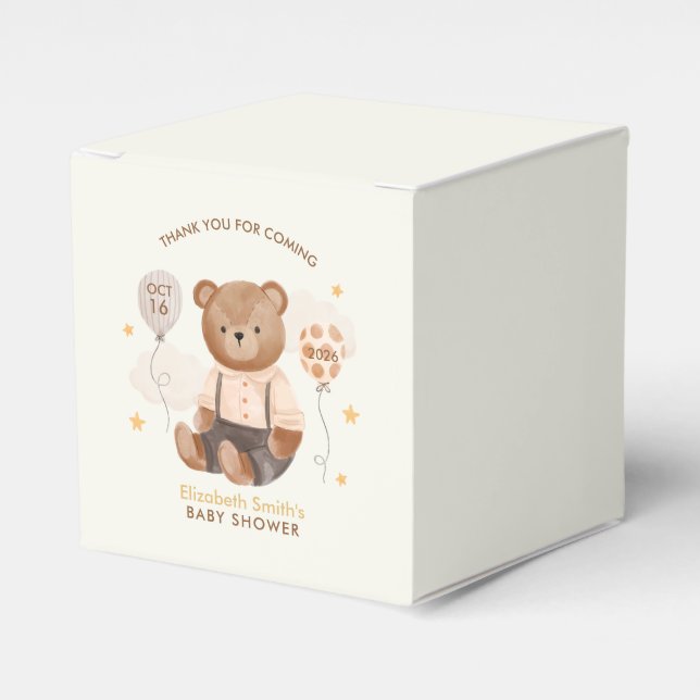 Ballotins Aquarelle Baby shower Ours en Teddy (Verso)