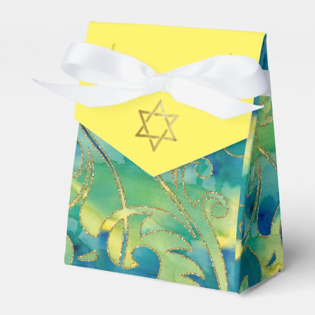 Ballotins Aquarelle bat mitzvah Turquoise Vert Jaune (Verso)