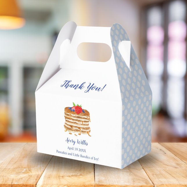 Ballotins Aquarelle Berry Pancake Blue En vichy Baby shower (Watercolor pancake design adorns favor boxes, ideal for your baby shower party favors. )