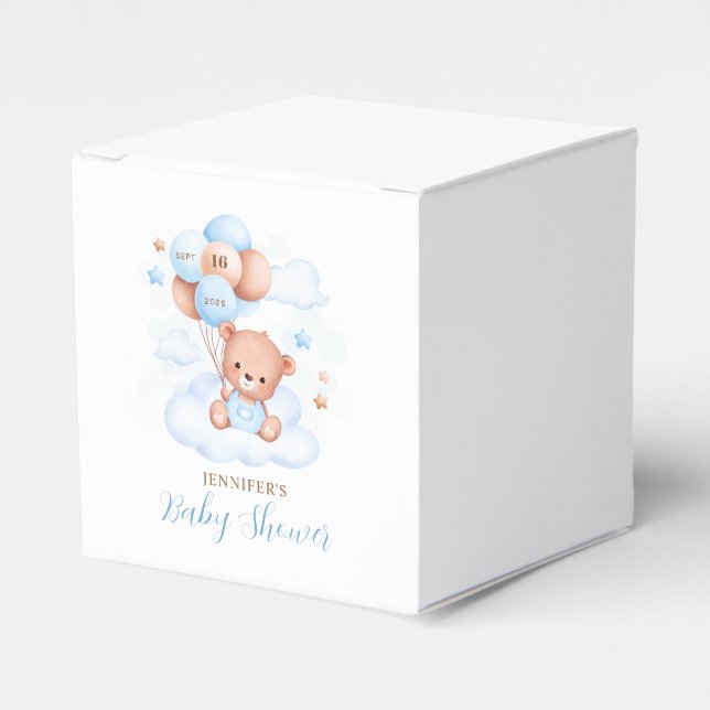 Ballotins Aquarelle Bleu Balloon Baby shower Ours En Teddy (Verso)