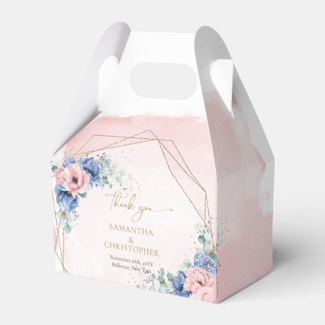 Ballotins Aquarelle bleu poussiéreux et fleurs rousses eucal (Verso)