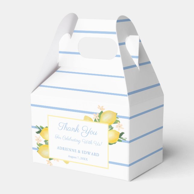 Ballotins Aquarelle Citrons Rayures Bleu Clair Mariage Douch (Verso)