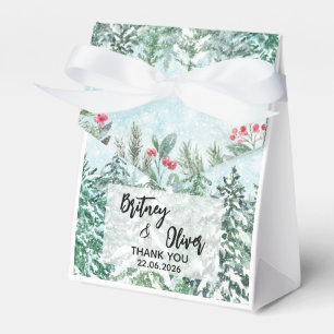 Ballotins Aquarelle de la forêt de pins neigeux Mariage à th