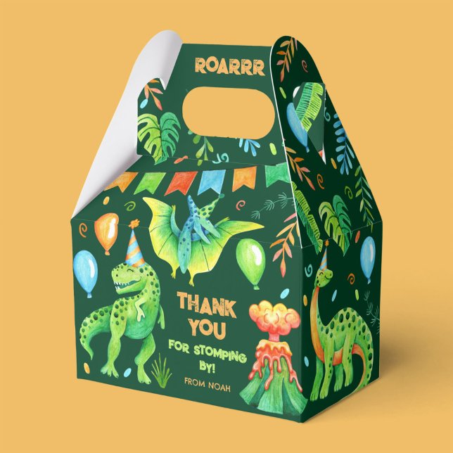 Ballotins Aquarelle Dinosaures Boy's Birthday Dino Party (Happy Watercolor Dinosaurs Boy's Birthday Favor Boxes)
