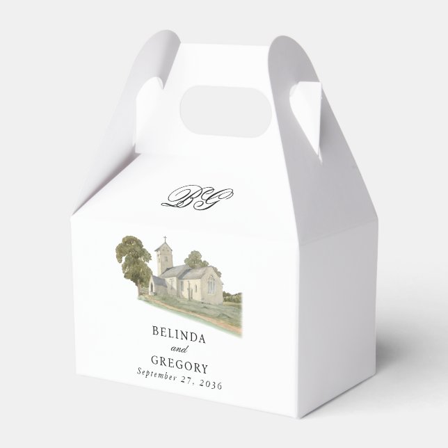 Ballotins Aquarelle Eglise traditionnelle Monogramme Mariage (Verso)