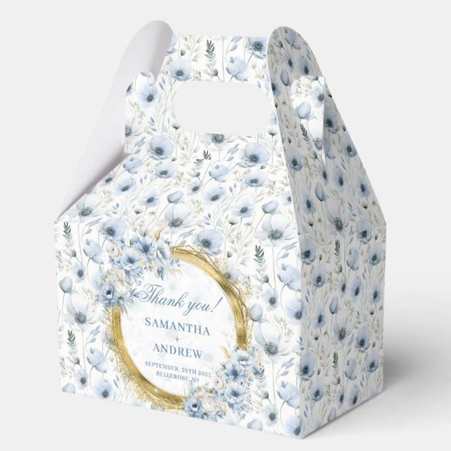 Ballotins Aquarelle élégante Dusty Blue Gold Mariage Merci (Stylish Watercolor Dusty Blue Gold Wedding Thanks Favor Boxes)