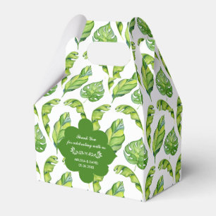 Ballotins Aquarelle feuillage Vert & Blanc Mariage Favor Box