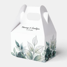 Aquarelle Feuilles Design Mariage Favoriser Boîtes